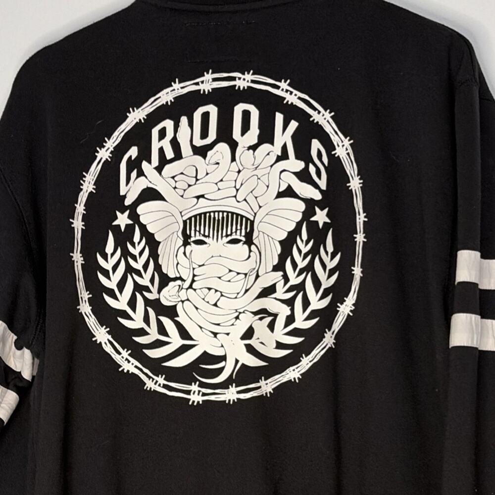 Crooks & Castles Men's Black Varsity Jacket Snap/Button Front Logo Size L - Picture 6 of 7